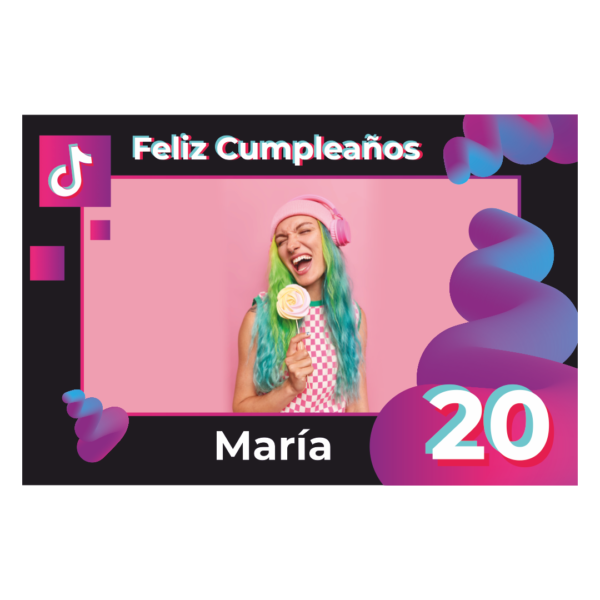 Lona de Cumpleaños Personalizada Tik Tokers