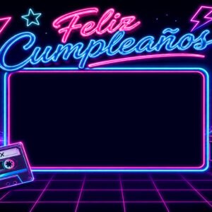 Cartel cumpleaños personalizado Neón 80