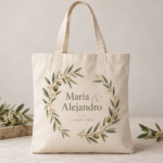 Bolsa tote bag de algodón natural de 180 g personalizada para bodas | La Pera