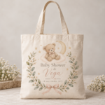 Bolsa tote bag de algodón natural de 180 g personalizada para baby shower | La Pera