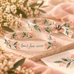 Pulseras textiles personalizadas para bodas con cierre de bola