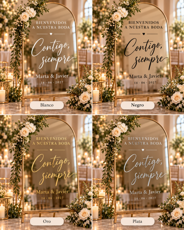 Colores disponibles para vinilo de espejo de boda