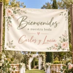Lona PVC personalizada de bienvenida para boda
