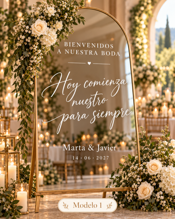Vinilo para espejo de boda personalizado – Modelo 1