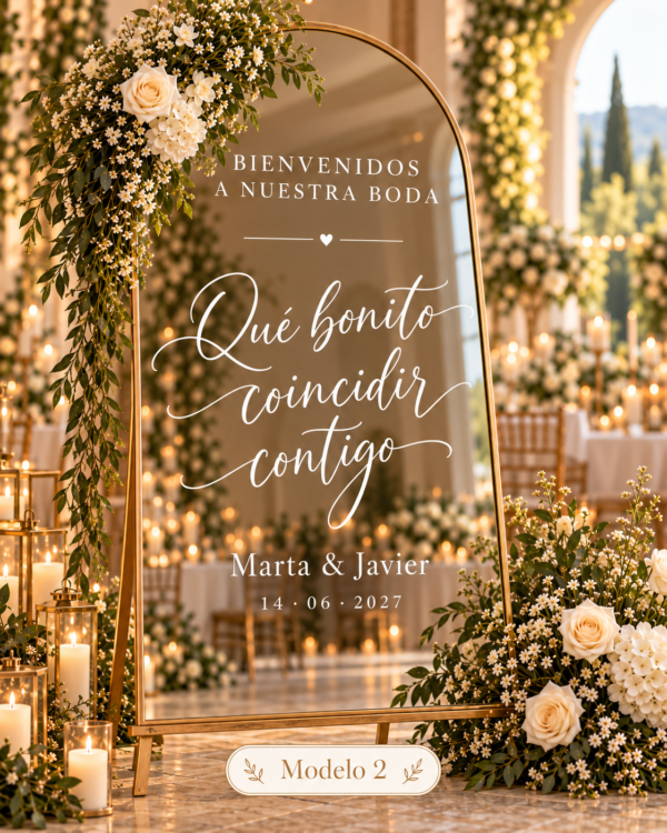 Vinilo para espejo de boda personalizado – Modelo 2