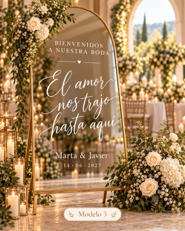 Vinilo para espejo de boda personalizado – Modelo 3