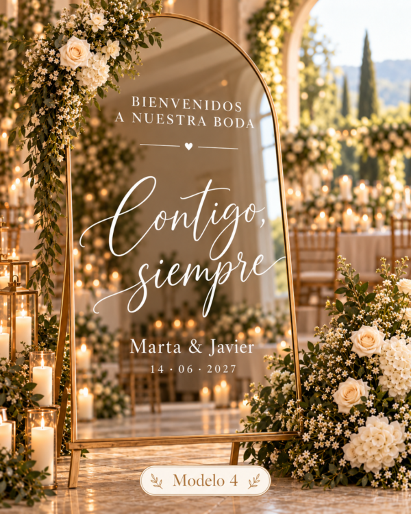 Vinilo para espejo de boda personalizado – Modelo 4