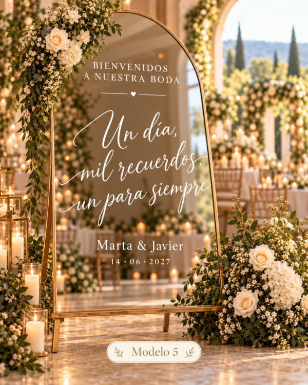 Vinilo para espejo de boda personalizado – Modelo 5