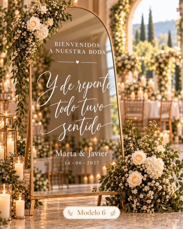 Vinilo para espejo de boda personalizado – Modelo 6
