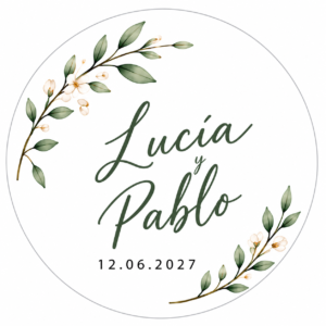 Modelo Olivo de pegatinas redondas para bodas