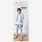 Xbanner de comunión personalizado con foto, nombre y fecha, diseño minimalista